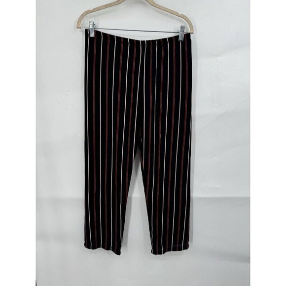 Brandy Melville Pant Women Large Black Striped Wide Leg Retro Pull On Academia - Picture 1 of 7
